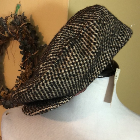 Vintage NYC Cabbie Newsboy Cap Hat Genuine Wool SNAPBRIM Tweed Satin Gadsby NEW - Picture 17 of 17